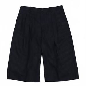NEW SALVATORE FERRAGAMO men's striped wool shorts in navy